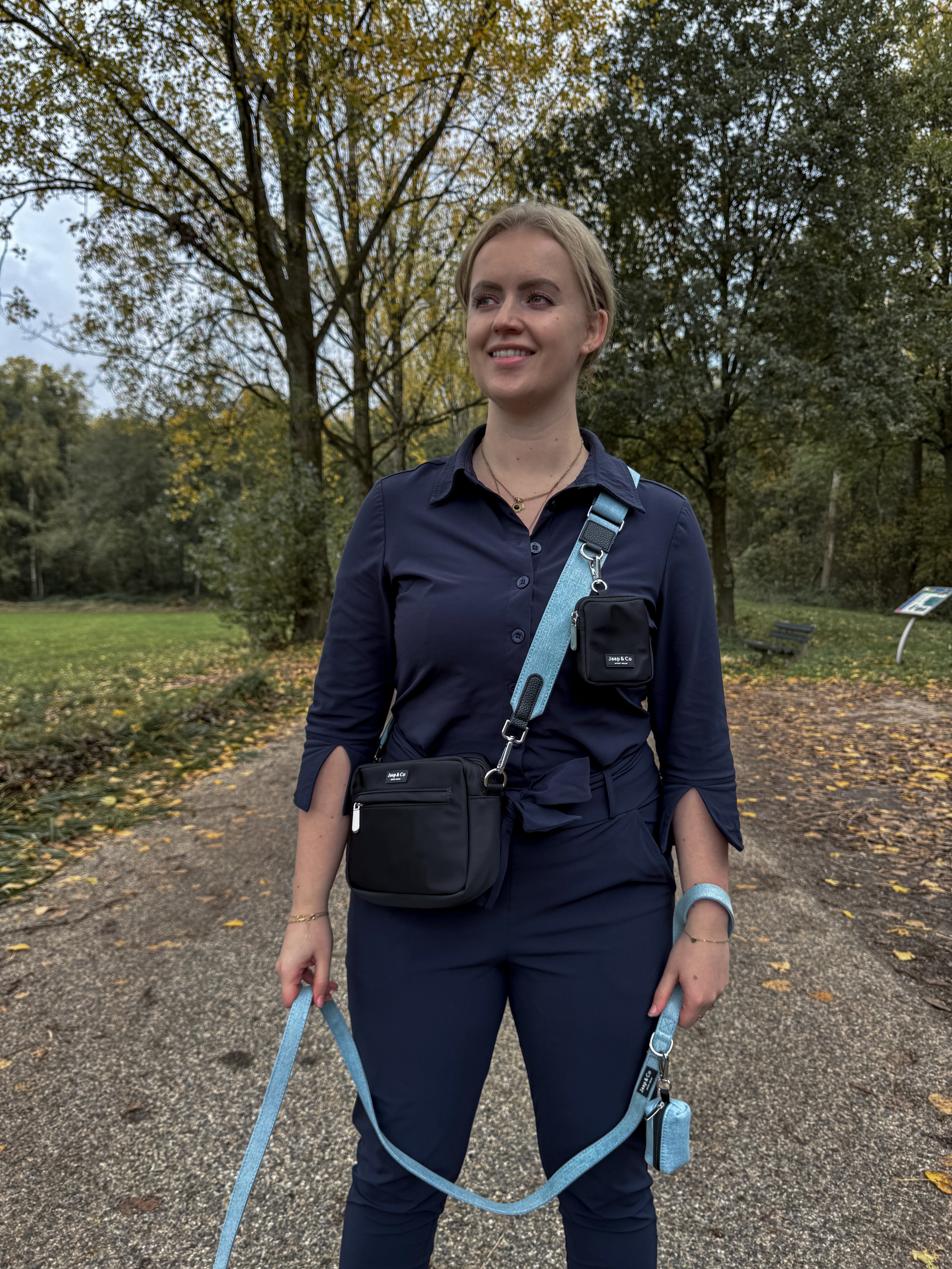 Classic Black Dogmom Bag - Denim Days Strap