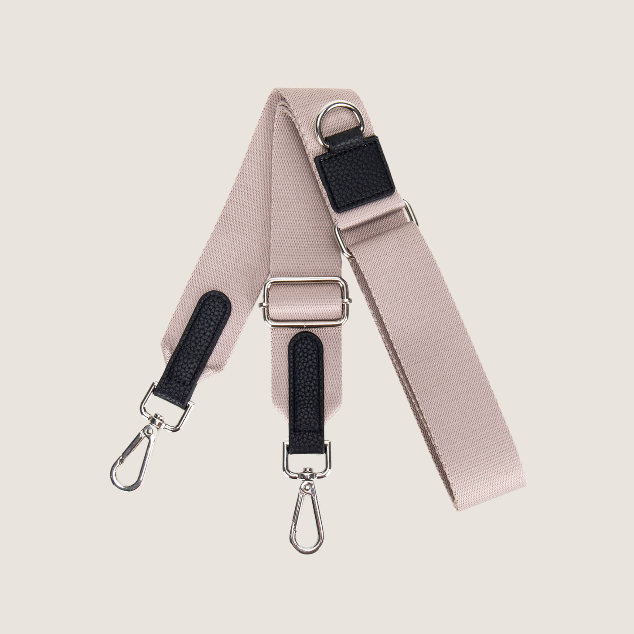 Detailfoto van Latte Machiato strap –verstelbare hondenriem-strap met zebra print en metalen gespen, passend op Dogmom Bag van Jaap & Co