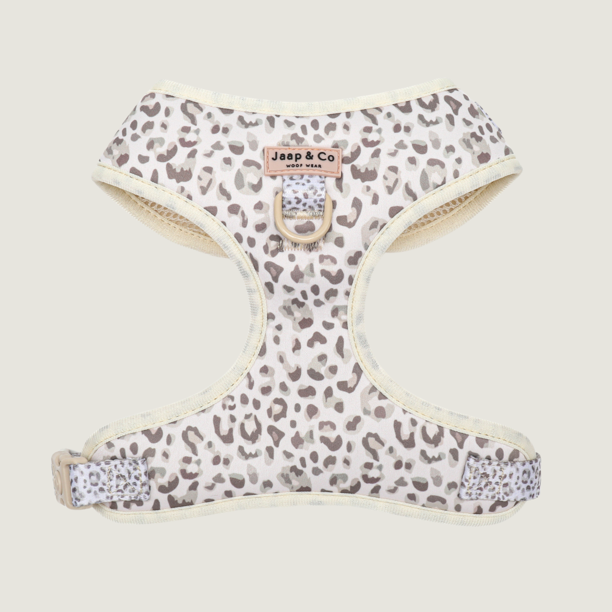 Hondentuigje in leopard print met een extra anti-trek ring aan de voorkant.