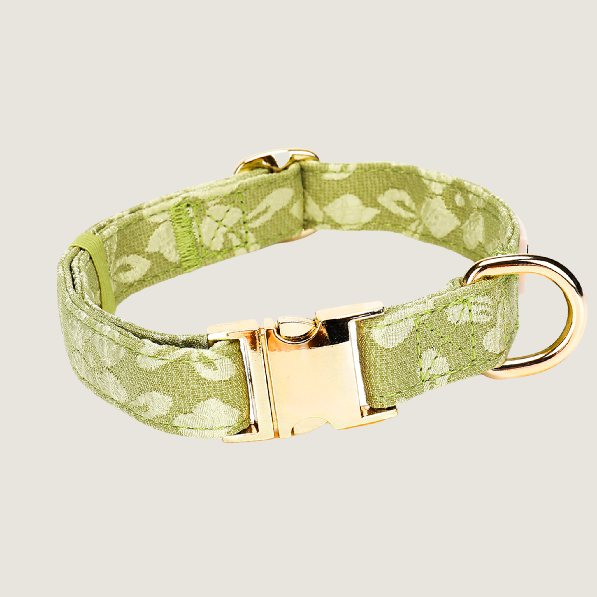 lichtgroene Botanical Glow verstelbare halsband met gouden hardware van Jaap & Co
