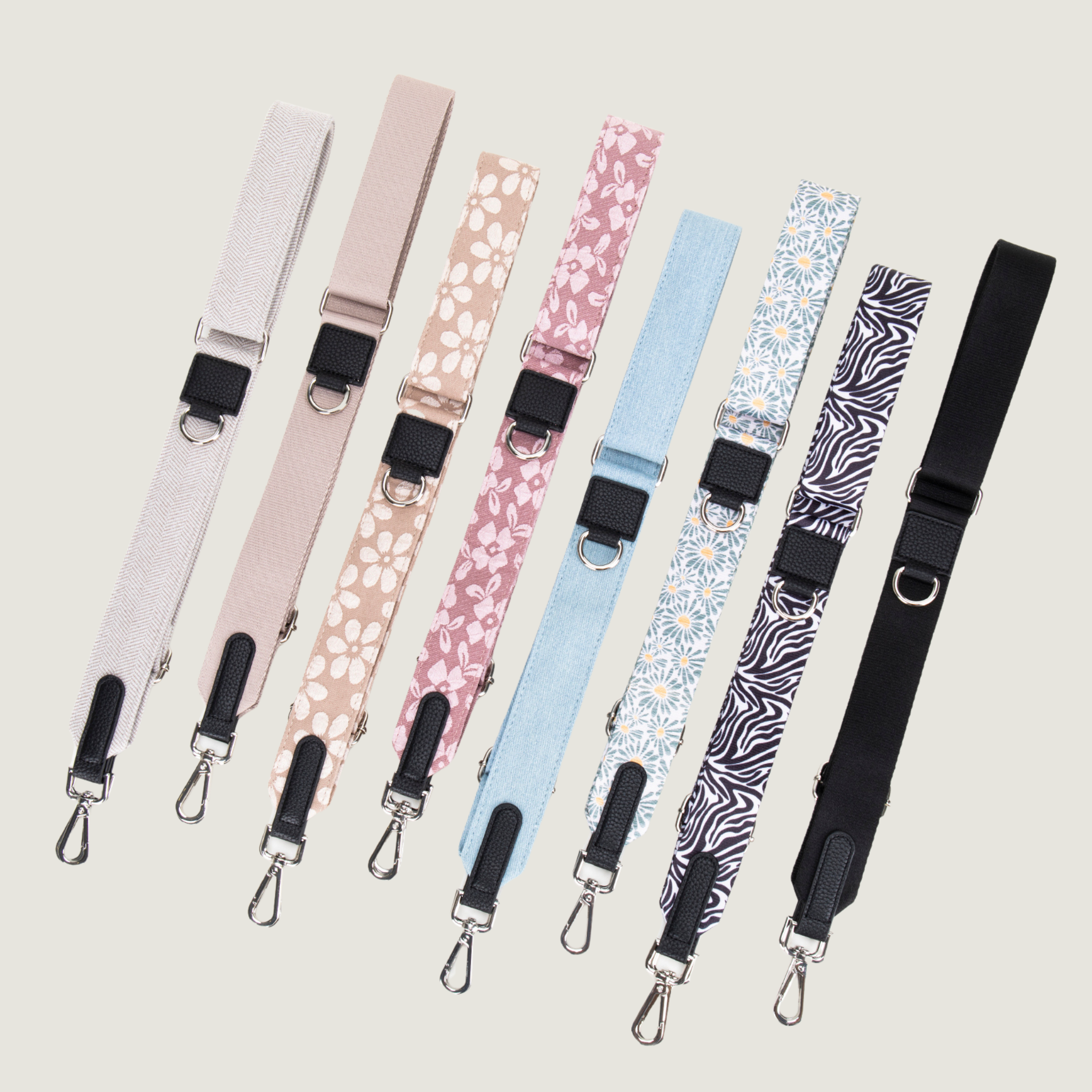 Alle strap designs voor Dogmom Bags van Jaap & Co – verstelbare schouderriemen in verschillende prints en kleuren verkrijgbaar