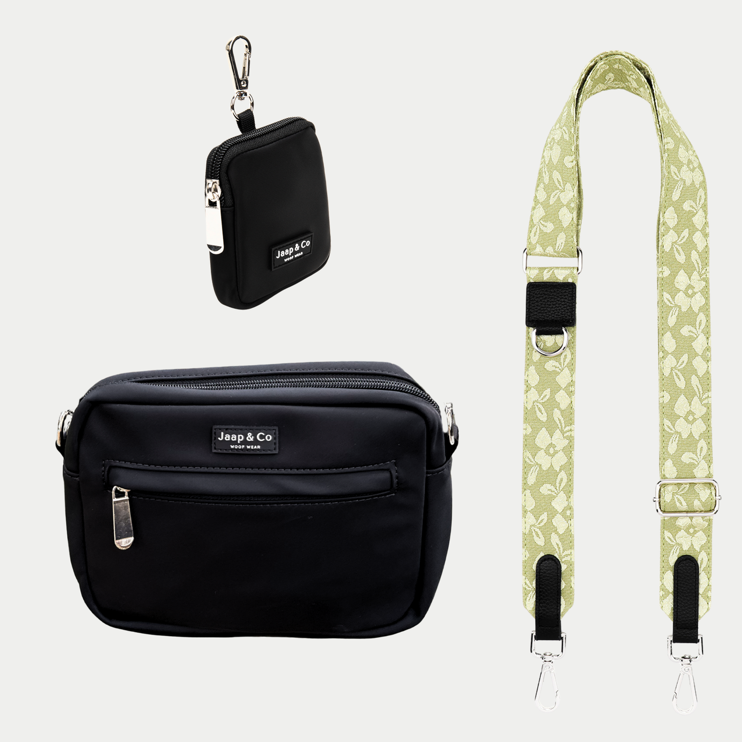 Classic Black Dogmom Bag - Botanical Glow Strap