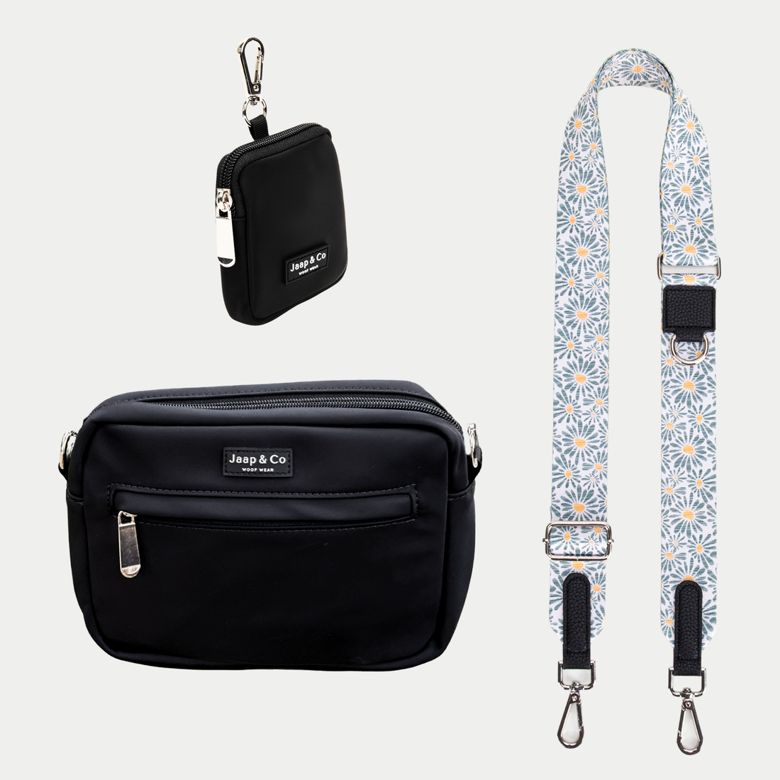 Classic Black Dogmom Bag - Floral Memories Strap