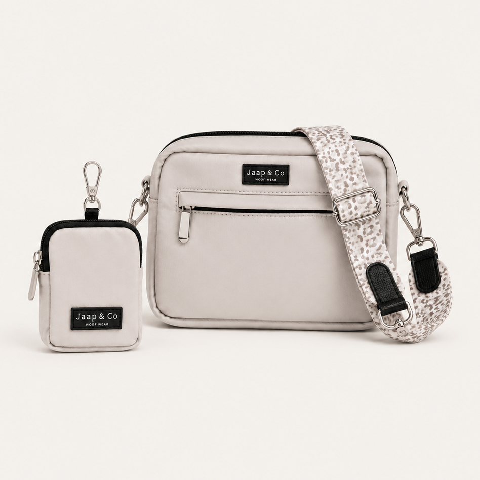Dog Walking Bag - Beige Snowy Leopard