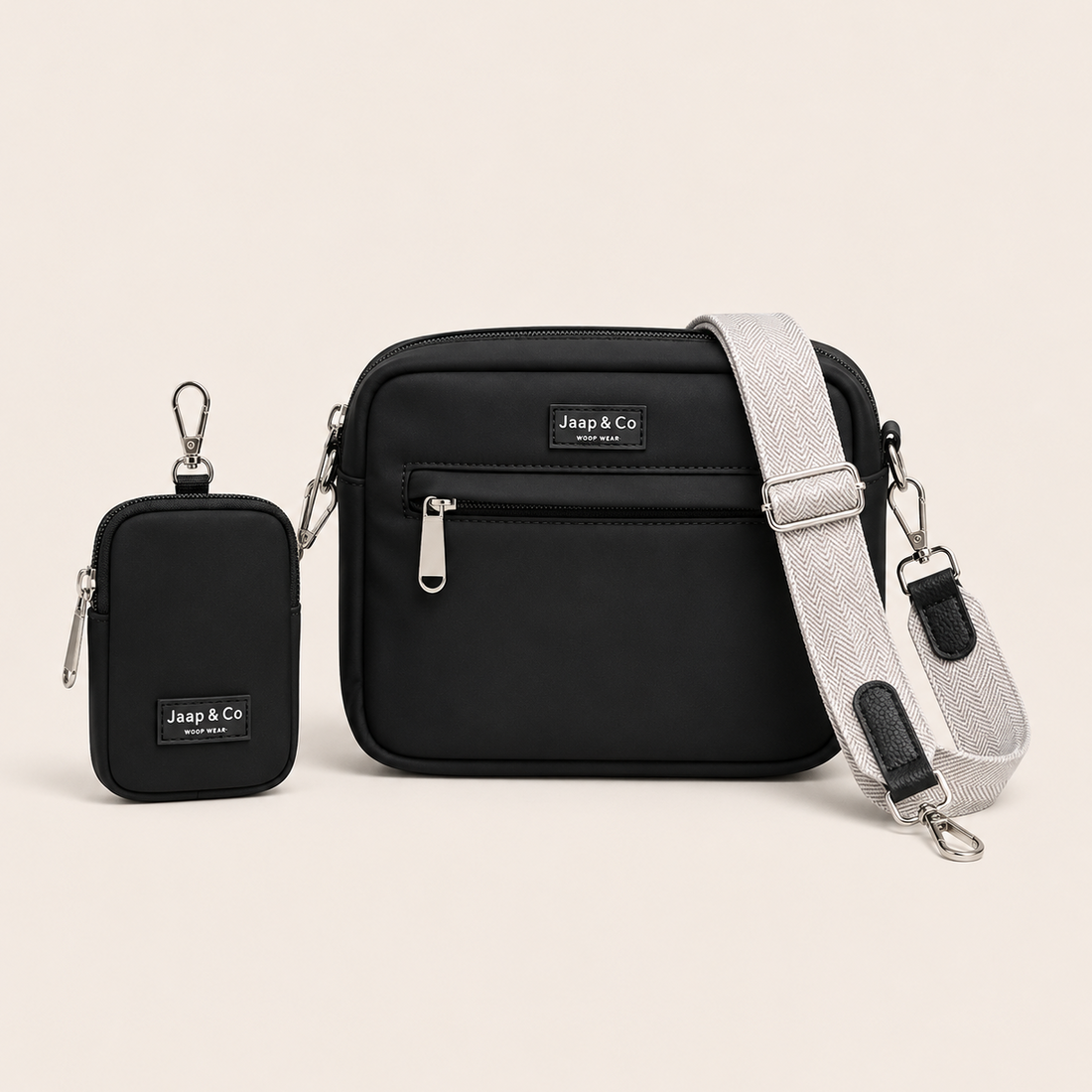 Dog Walking Bag - Zwart Classic Beige