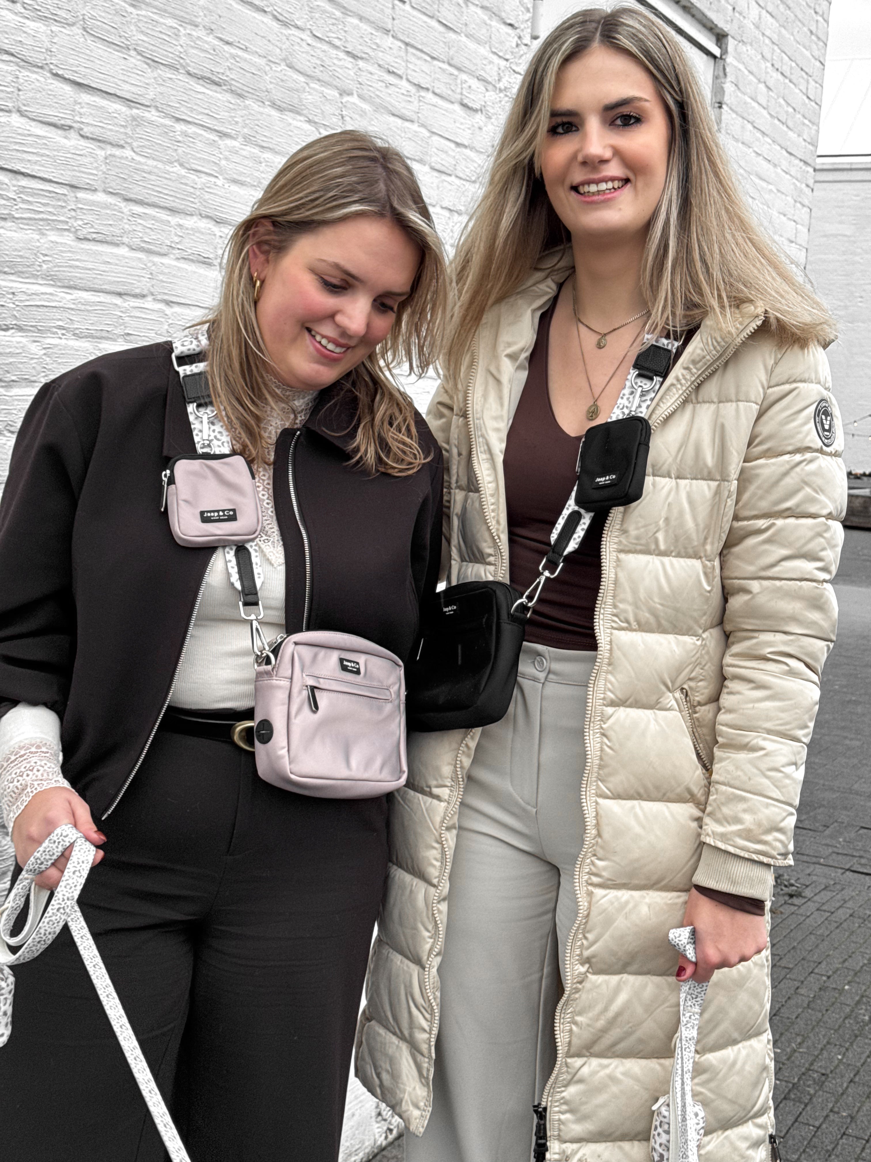 Classic Black Dogmom Bag - Snowy Leopard Strap