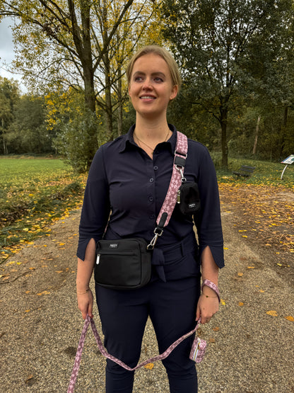 Classic Black Dogmom Bag - Rosé Dusk Strap