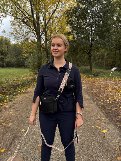 Classic Black Dogmom Bag - Blush Elegance Strap