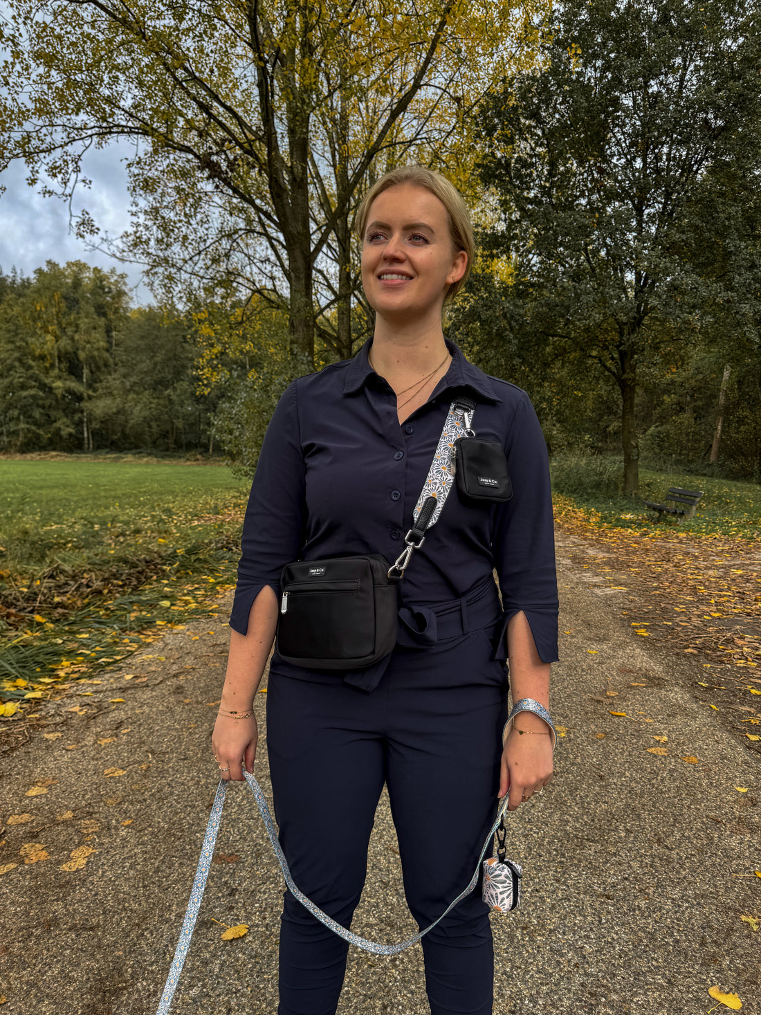 Classic Black Dogmom Bag - Floral Memories Strap