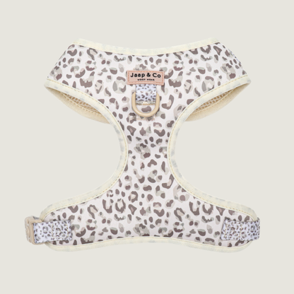 Hondentuigje in leopard print met een extra anti-trek ring aan de voorkant. 