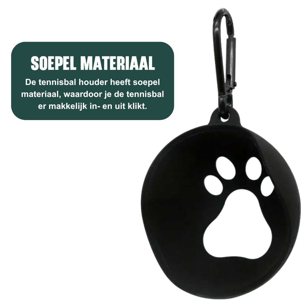 De houder voor een tennisbal, het is soepel materiaal om de tennisbal er makkelijk in en uit te halen